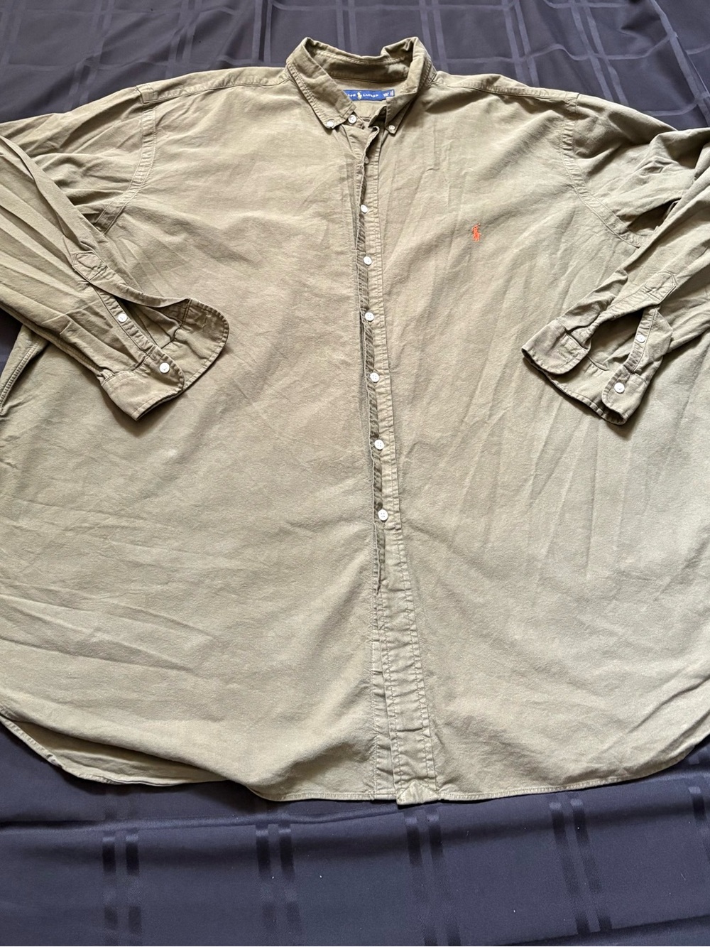 Polo Ralph Lauren Button Dress Shirt 4XLT TALL Green  OXFORD Pony